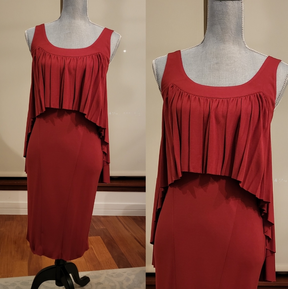 Berry Narciso Rodriguez dress w overlay